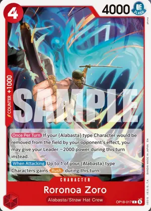 Carta Roronoa Zoro OP18-017