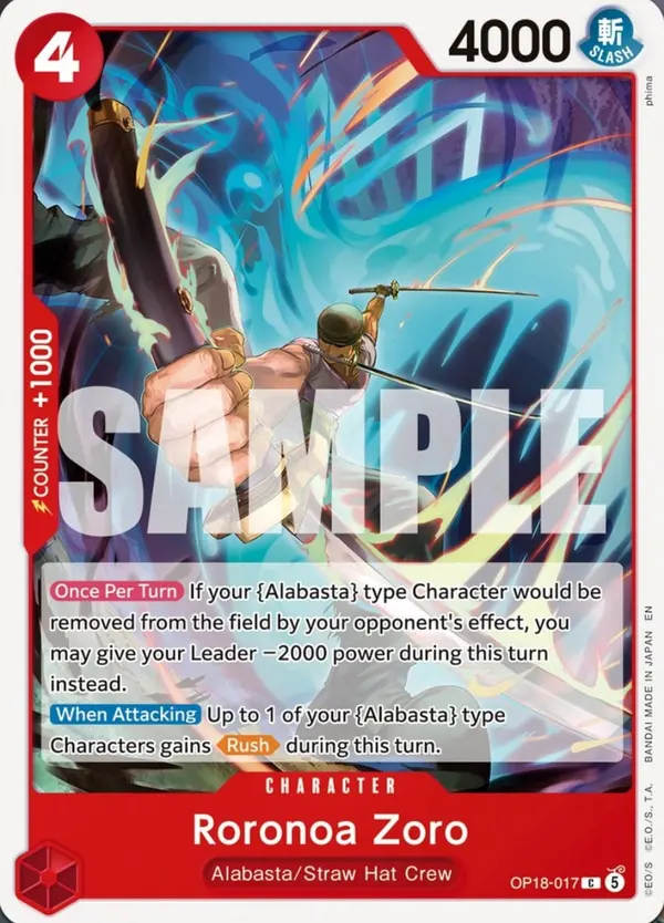 Roronoa Zoro OP18-017 card