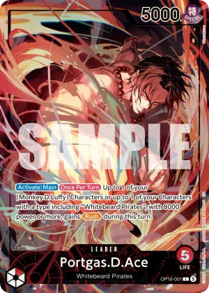 Carta Portgas.D.Ace OP16-001, versión Arte alternativo