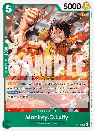 Carta Monkey.D.Luffy P-135, versión Promo