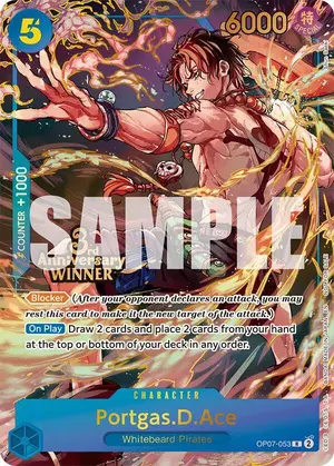 Carta Portgas.D.Ace OP07-053, versión Arte alternativo