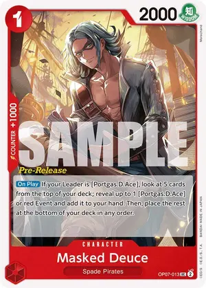 Carta Masked Deuce OP07-013, versión Promo