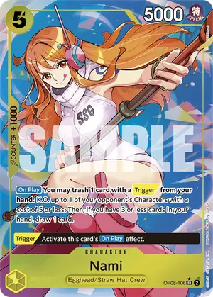 Carta Nami OP08-106, versión Arte alternativo