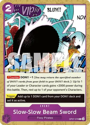 Carta Slow-Slow Beam Sword OP07-076, versión Promo