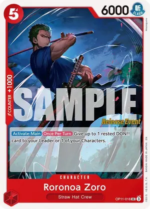 Carta Roronoa Zoro OP11-016, versión Promo
