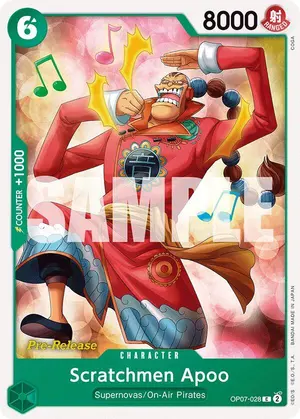 Carta Scratchmen Apoo OP07-028, versión Promo