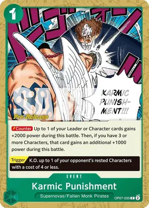 Carta Karmic Punishment OP07-035, versión Promo