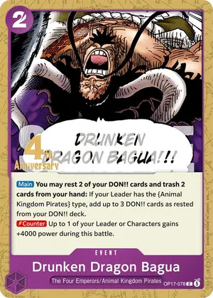 Carta Drunken Dragon Bagua OP17-078, versión Promo