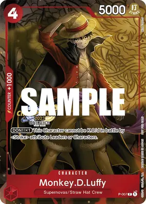 Carta Monkey.D.Luffy P-007, versión Promo