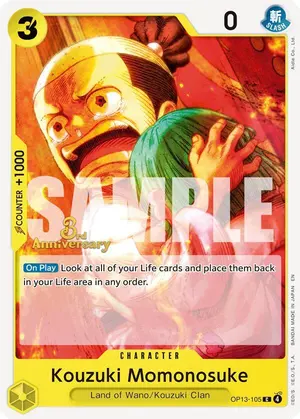 Carta Kouzuki Momonosuke OP13-105, versión Promo