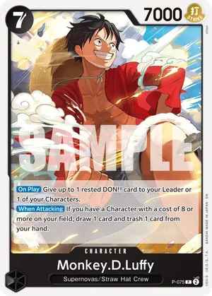 Carta Monkey.D.Luffy P-075, versión Normal