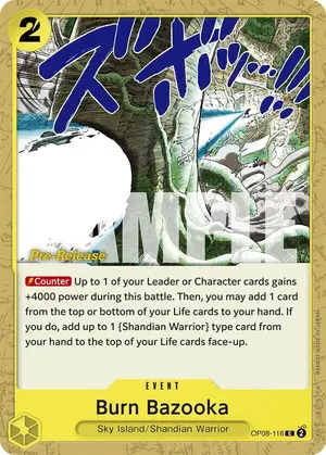 Carta Burn Bazooka OP08-116, versión Promo