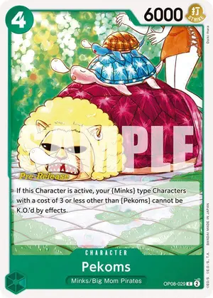 Carta Pekoms OP08-029, versión Promo