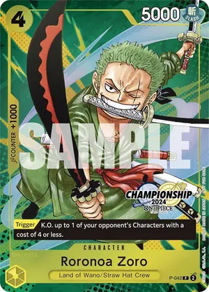 Carta Roronoa Zoro P-042, versión Promo
