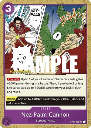 Carta Nez-Palm Cannon OP04-075, versión Promo