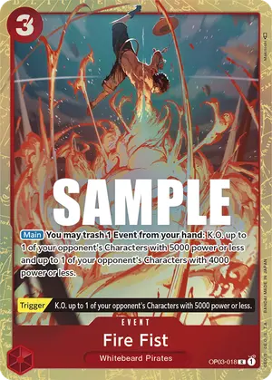 Carta Fire Fist OP03-018, versión Arte alternativo