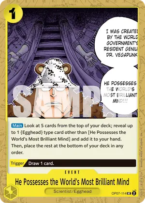 Carta He Possesses the World's Most Brilliant Mind OP07-114, versión Normal