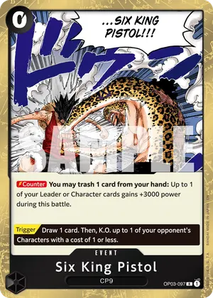 Carta Six King Pistol OP03-097, versión Normal
