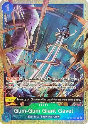 Carta Gum-Gum Giant Gavel OP03-055, versión Arte alternativo