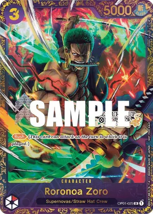 Carta Roronoa Zoro OP01-025, versión Arte alternativo