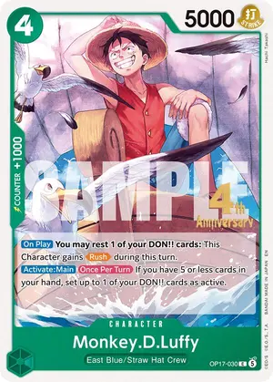 Carta Monkey.D.Luffy OP17-030, versión Promo