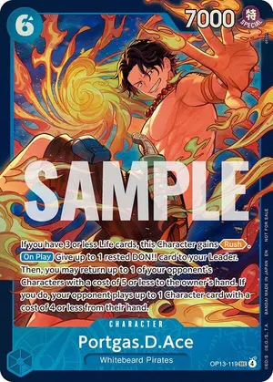 Carta Portgas.D.Ace OP13-119, versión Arte alternativo