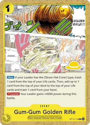 Carta Gum-Gum Golden Rifle OP15-116, versión Normal