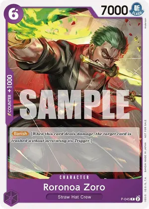 Carta Roronoa Zoro P-045, versión Promo