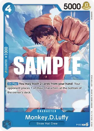 Carta Monkey.D.Luffy P-055, versión Promo