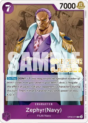 Carta Zephyr (Navy) OP06-074, versión Promo