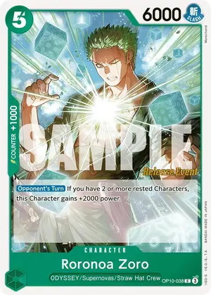 Carta Roronoa Zoro OP10-038, versión Promo