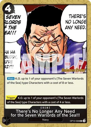 Carta There’s No Longer Any Need for the Seven Warlords of the Sea!!! OP10-096, versión Promo