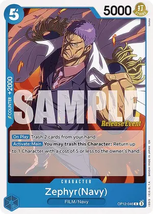 Carta Zephyr(Navy) OP12-046, versión Promo