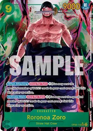 Carta Roronoa Zoro OP06-118, versión Arte alternativo