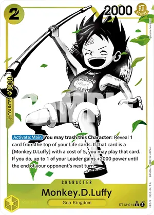 Carta Monkey.D.Luffy ST13-014, versión Arte alternativo