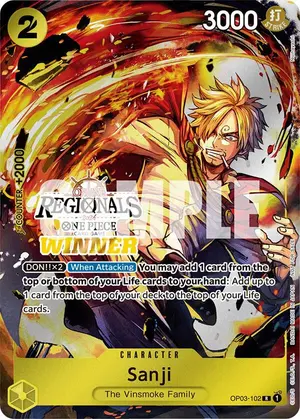 Carta Sanji OP03-102, versión Arte alternativo