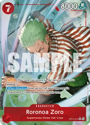Carta Roronoa Zoro OP14-015, versión Arte alternativo