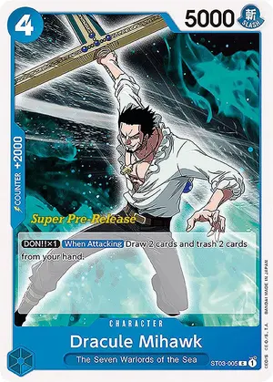 Carta Dracule Mihawk ST03-005, versión Promo