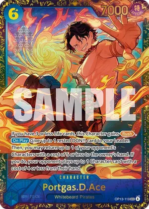 Carta Portgas.D.Ace OP13-119, versión Arte alternativo