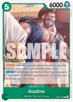 Carta Aladine OP07-020, versión Promo