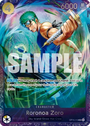 Carta Roronoa Zoro OP15-113, versión Arte alternativo