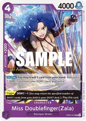Carta Miss Doublefinger(Zala) OP05-073, versión Promo
