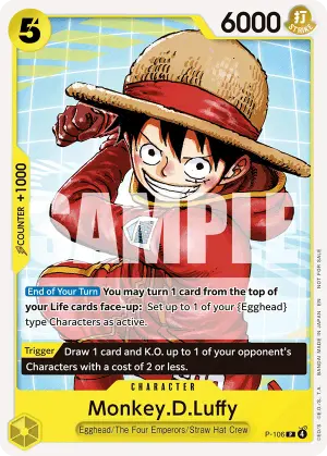 Carta Monkey.D.Luffy P-106, versión Arte alternativo