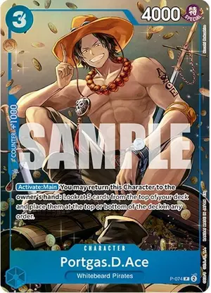 Carta Portgas.D.Ace P-074, versión Arte alternativo