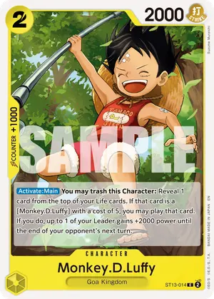 Carta Monkey.D.Luffy ST13-014, versión Normal