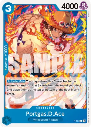 Carta Portgas.D.Ace P-074, versión Normal