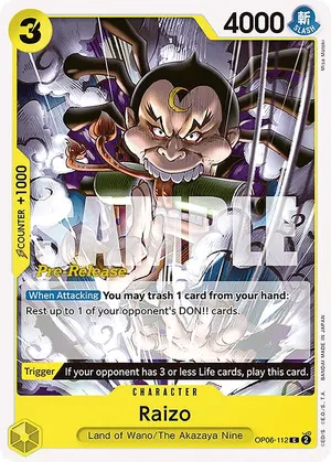 Carta Raizo OP06-112, versión Promo