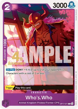 Carta Who's.Who OP17-071, versión Promo