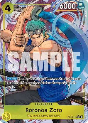 Carta Roronoa Zoro OP15-113, versión Arte alternativo