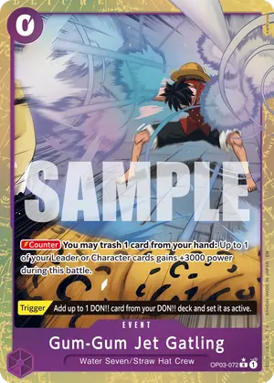 Carta Gum-Gum Jet Gatling OP03-072, versión Arte alternativo